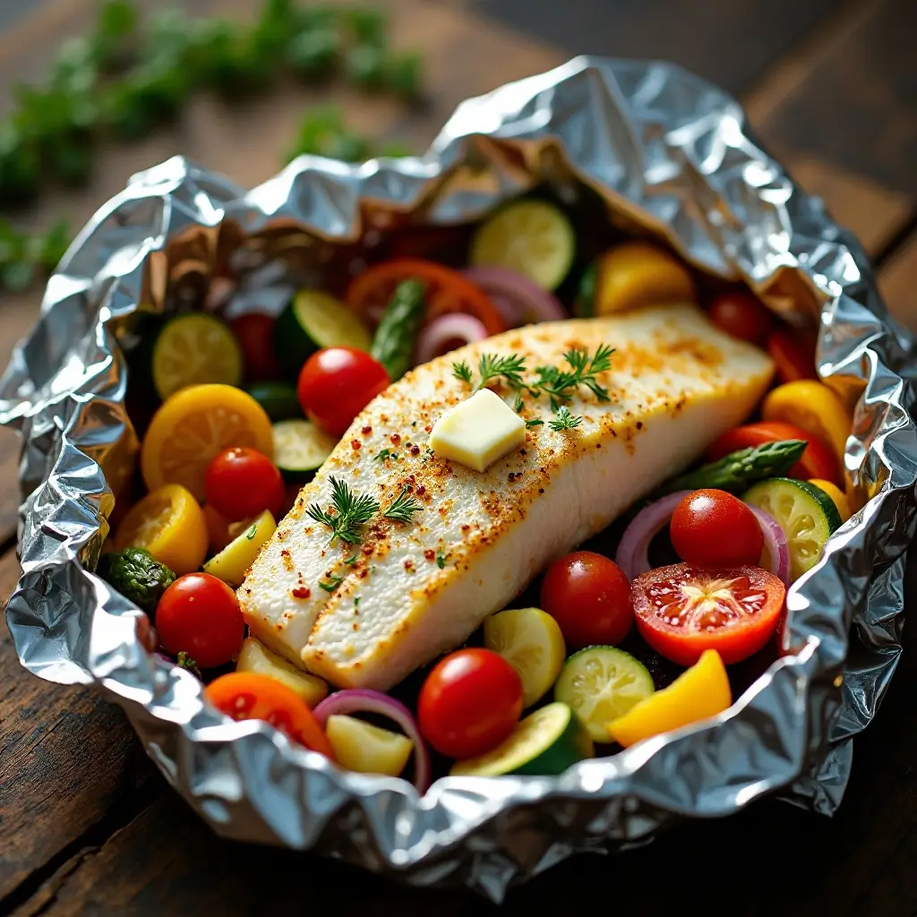 Grilled Cod in Foil