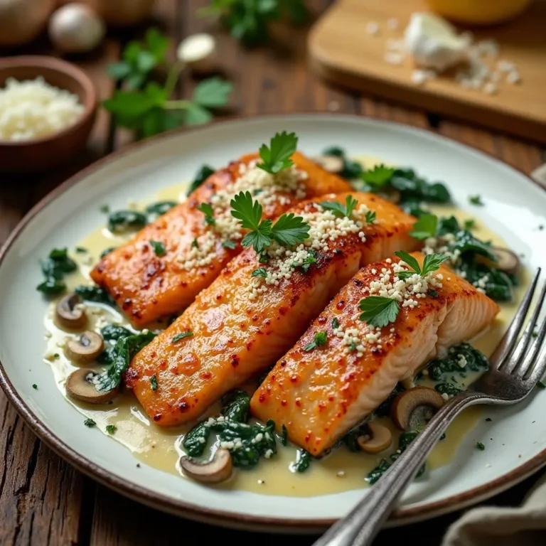 Salmon Mushrooms Spinach