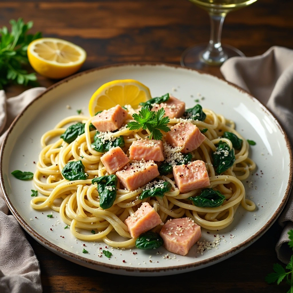 Salmon Spinach Pasta