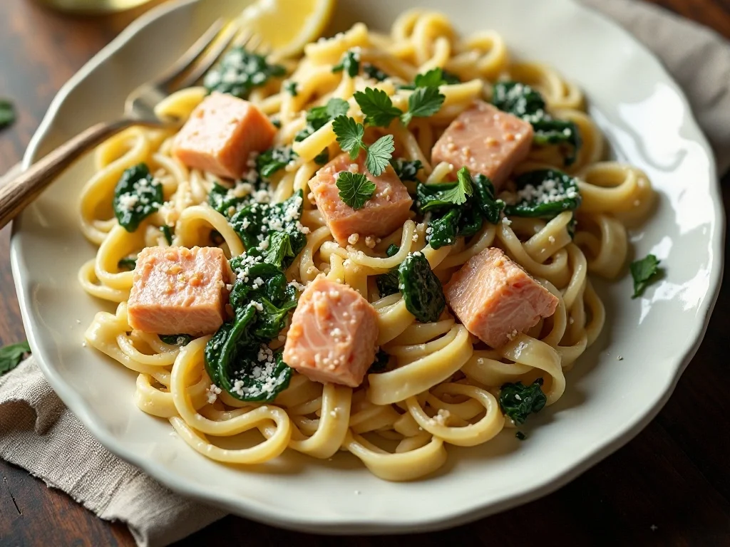 Salmon Spinach Pasta