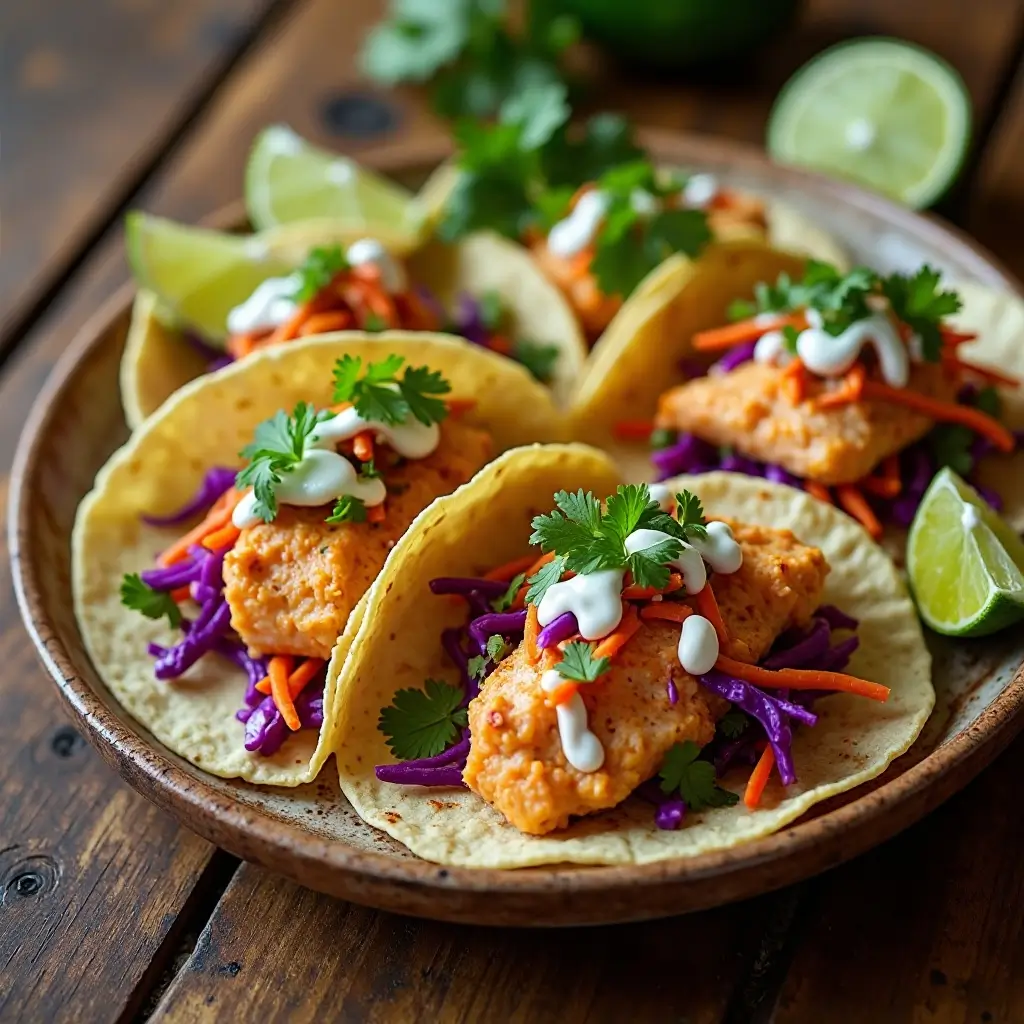 Salmon Tacos with Slaw