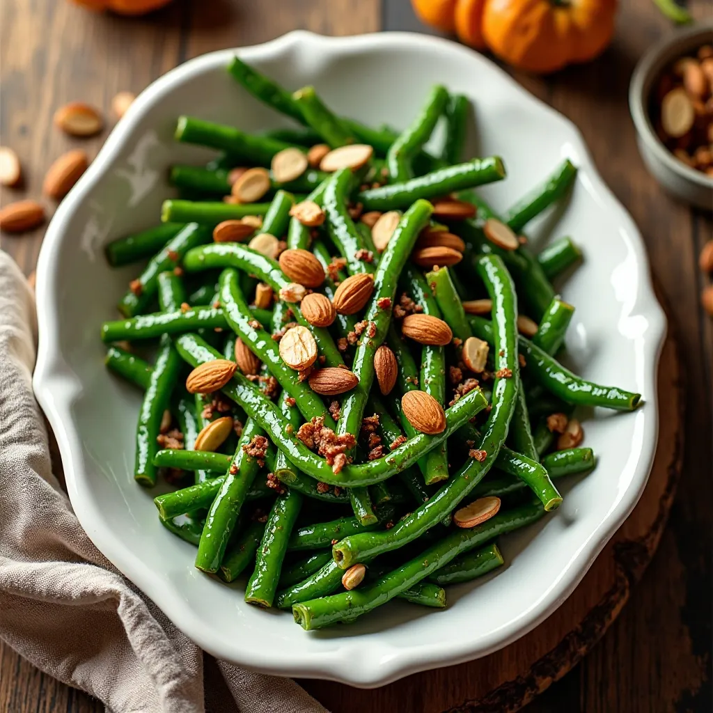 Green Beans with Shallot Crisps and Almonds