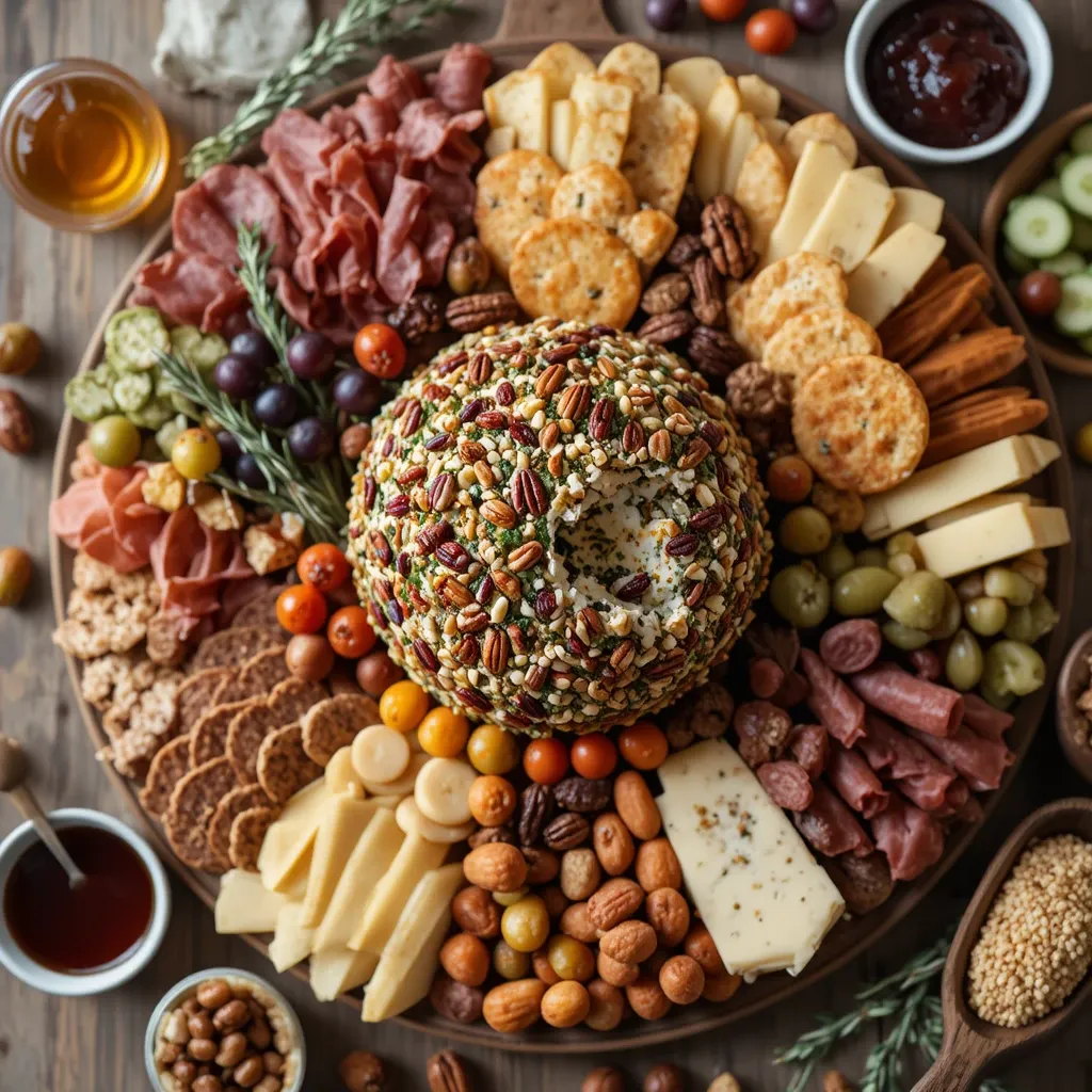 Thanksgiving Charcuterie Board with Cheese Ball