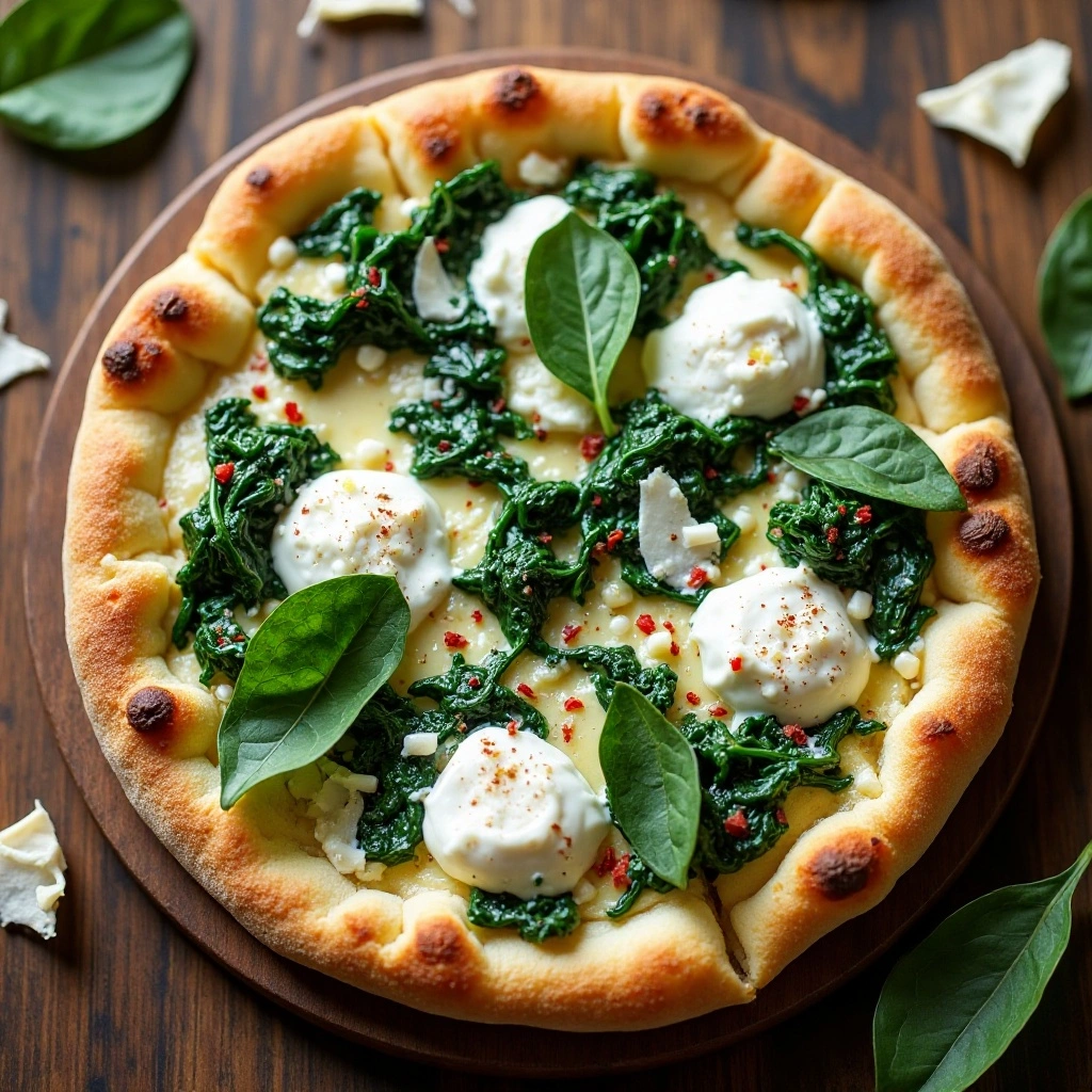 White Pizza with Spinach and Ricotta
