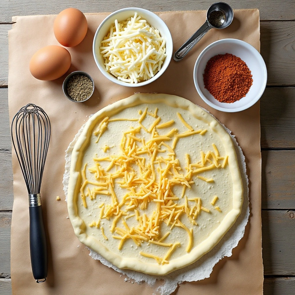 Keto Pizza Crust Eggs and Cheese