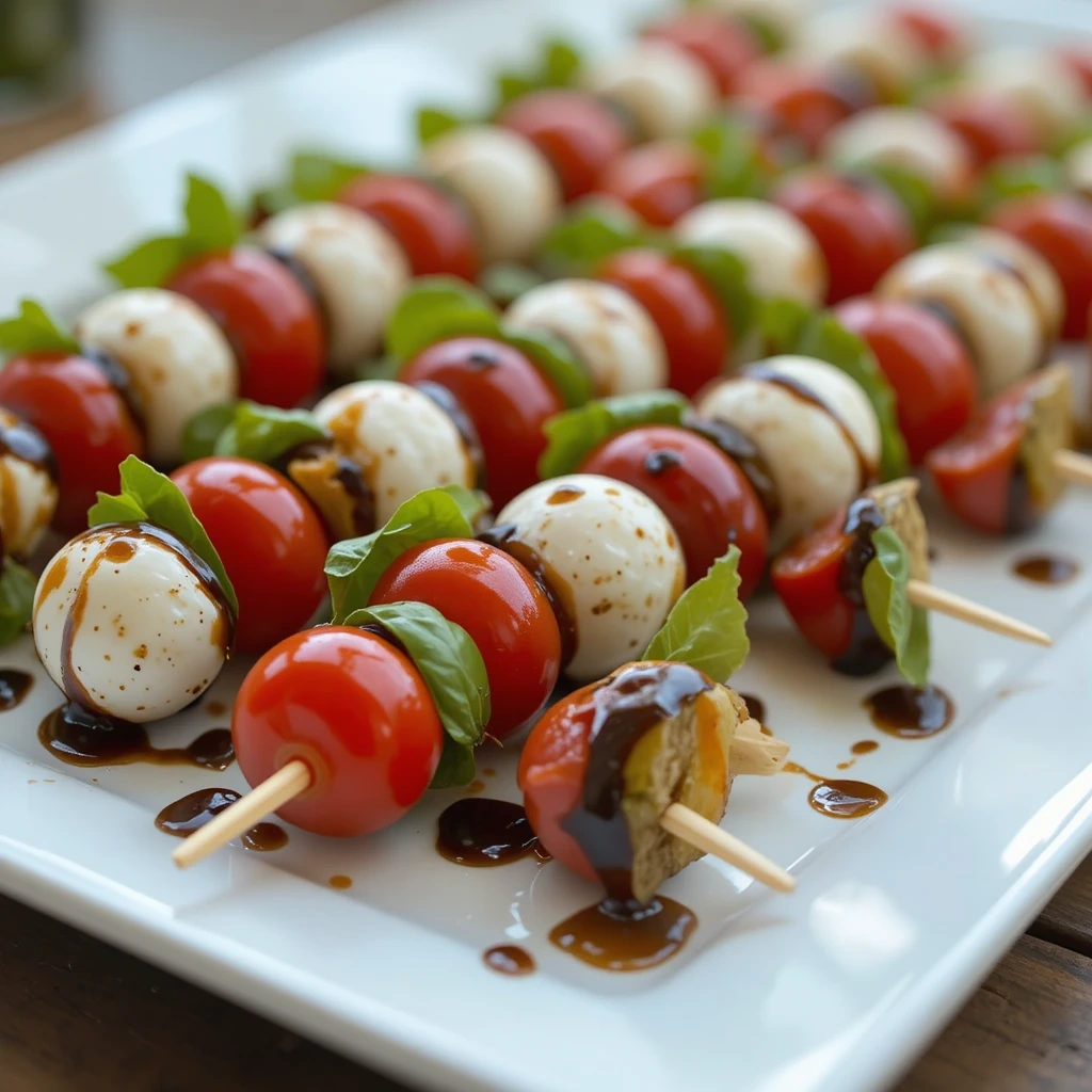 Caprese Skewers with Balsamic Reduction
