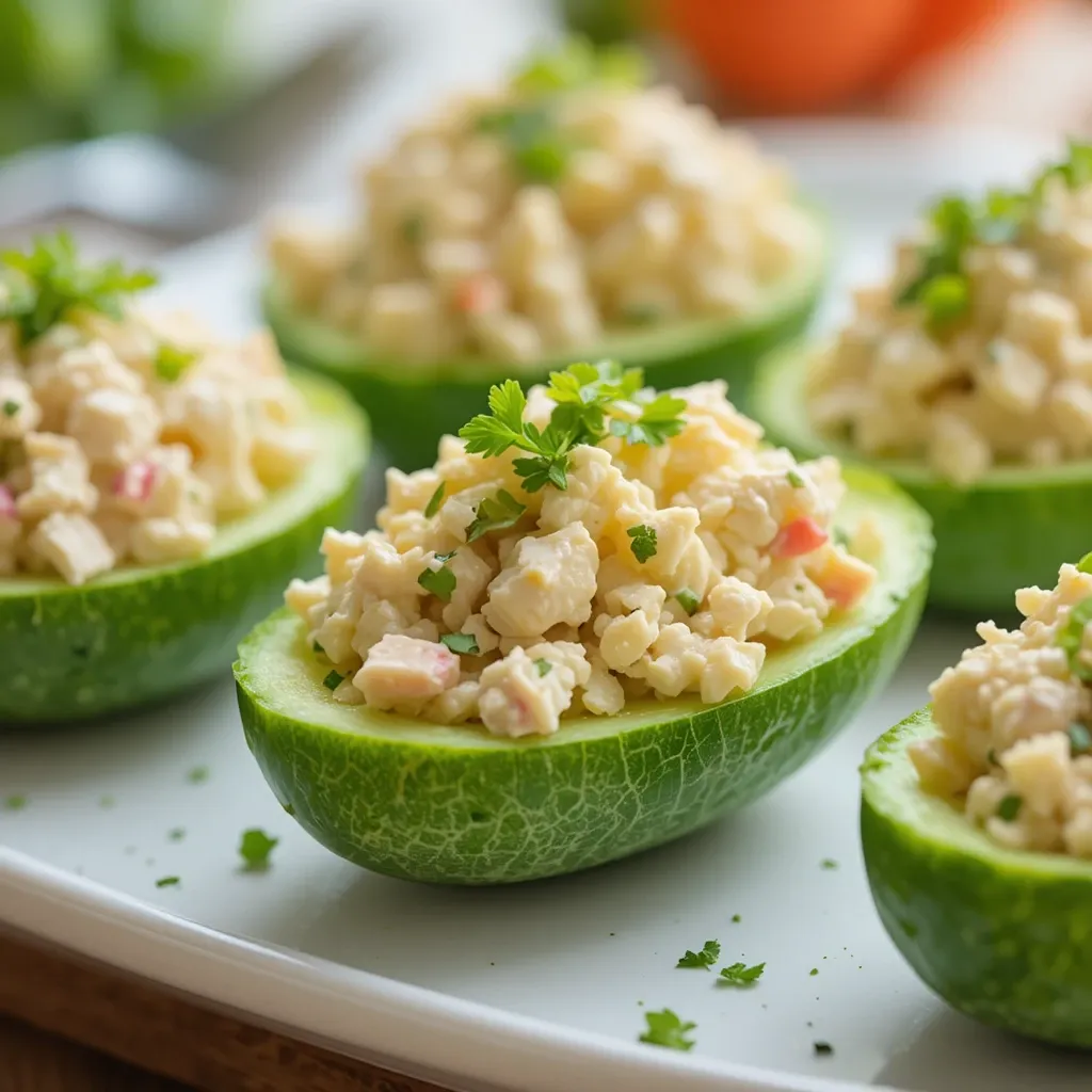 Chicken Salad Cucumber Boats
