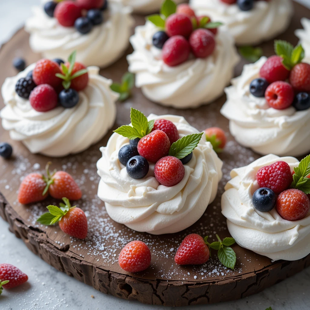 Mini Pavlovas with Fresh Berries