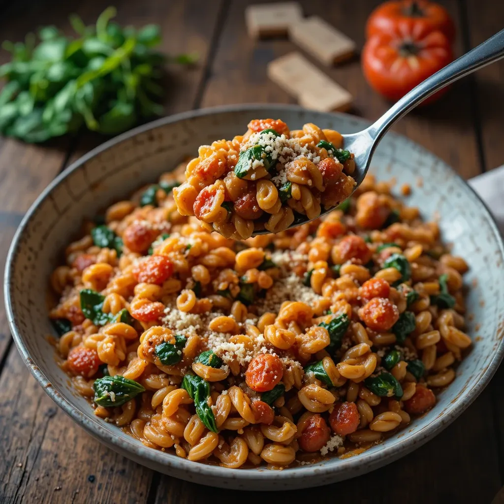 One-Pot Spinach and Tomato Orzo