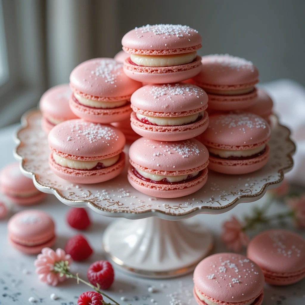 Raspberry White Chocolate Macarons