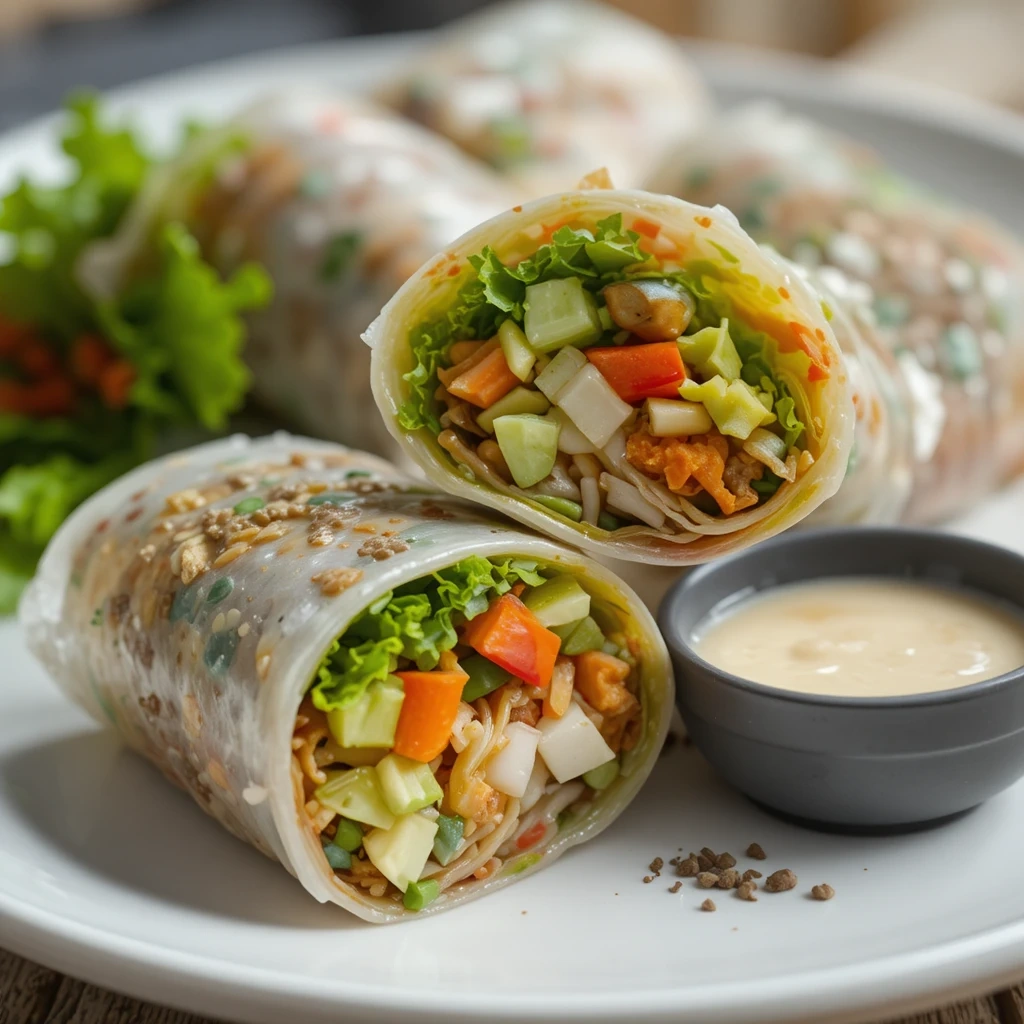 Vegetable Spring Rolls with Peanut Sauce