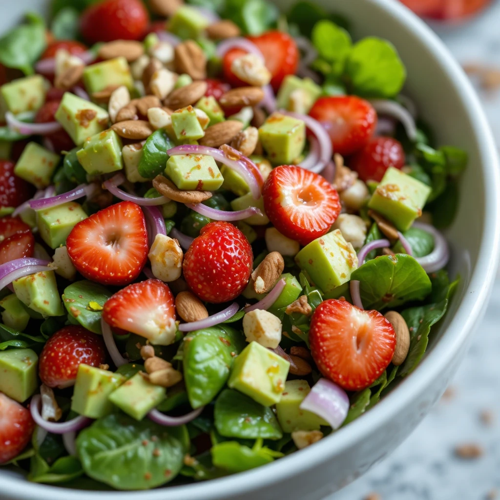 Avocado Strawberry Spinach Salad