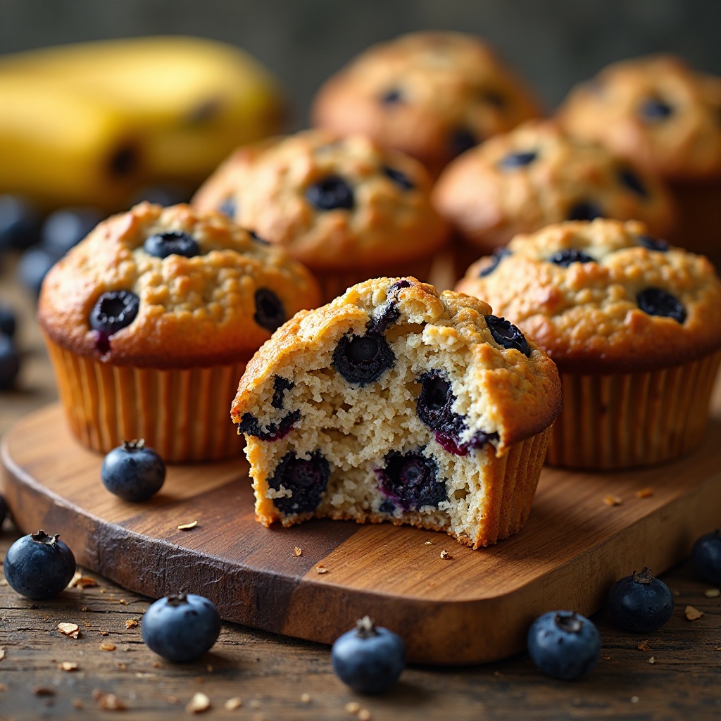 Baked Oatmeal Muffins with Banana & Blueberry