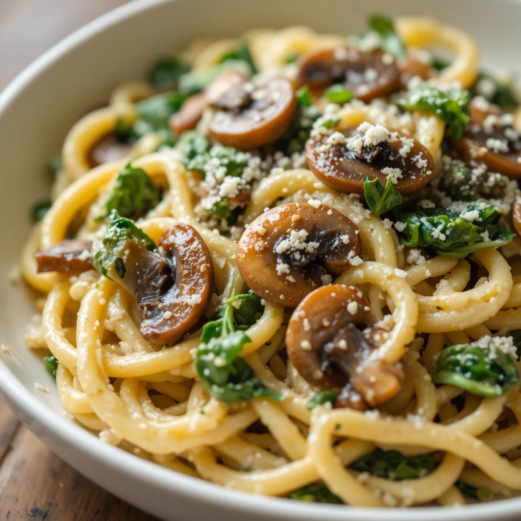 Creamy Spinach & Mushroom Pasta