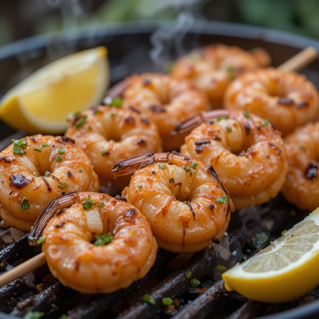 Grilled Shrimp Skewers with Garlic Butter
