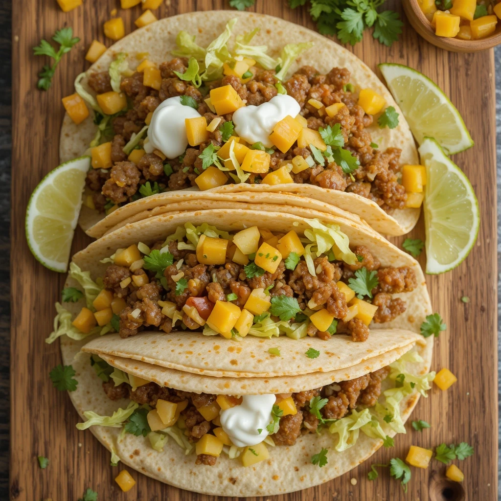 Ground Beef Tacos with Fresh Mango Salsa