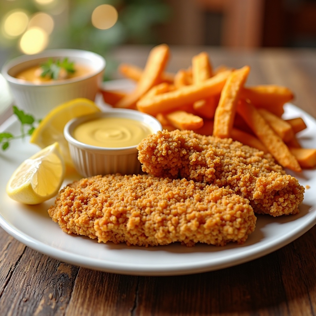 Honey Mustard Chicken Tenders with Sweet Potato Fries
