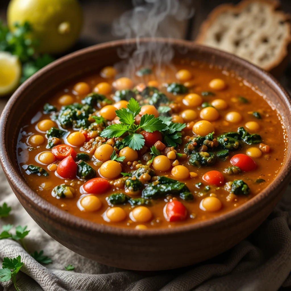 Mediterranean Chickpea & Spinach Soup
