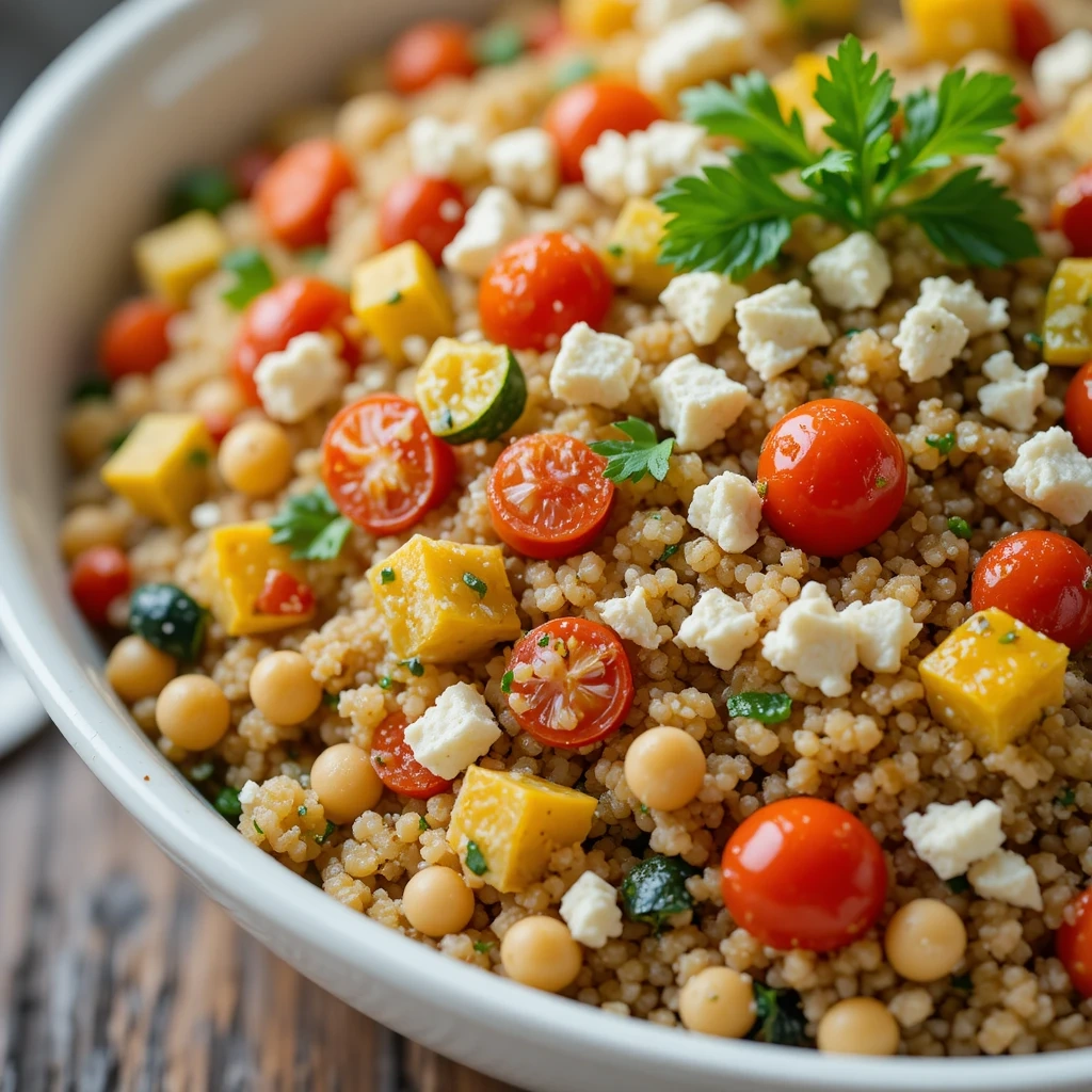 Quinoa Spring Salad with Feta and Roasted Veggies