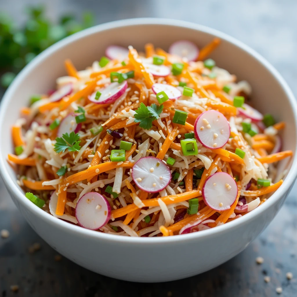 Radish and Carrot Crunchy Spring Slaw