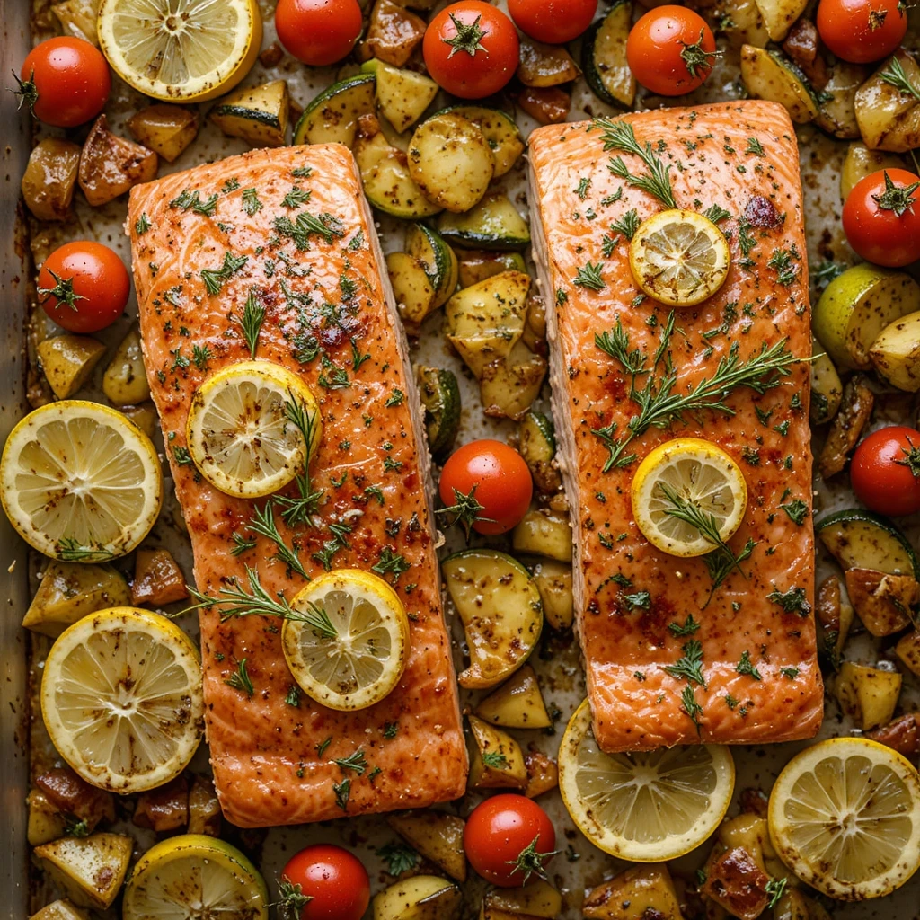 Sheet Pan Lemon Herb Salmon with Vegetables