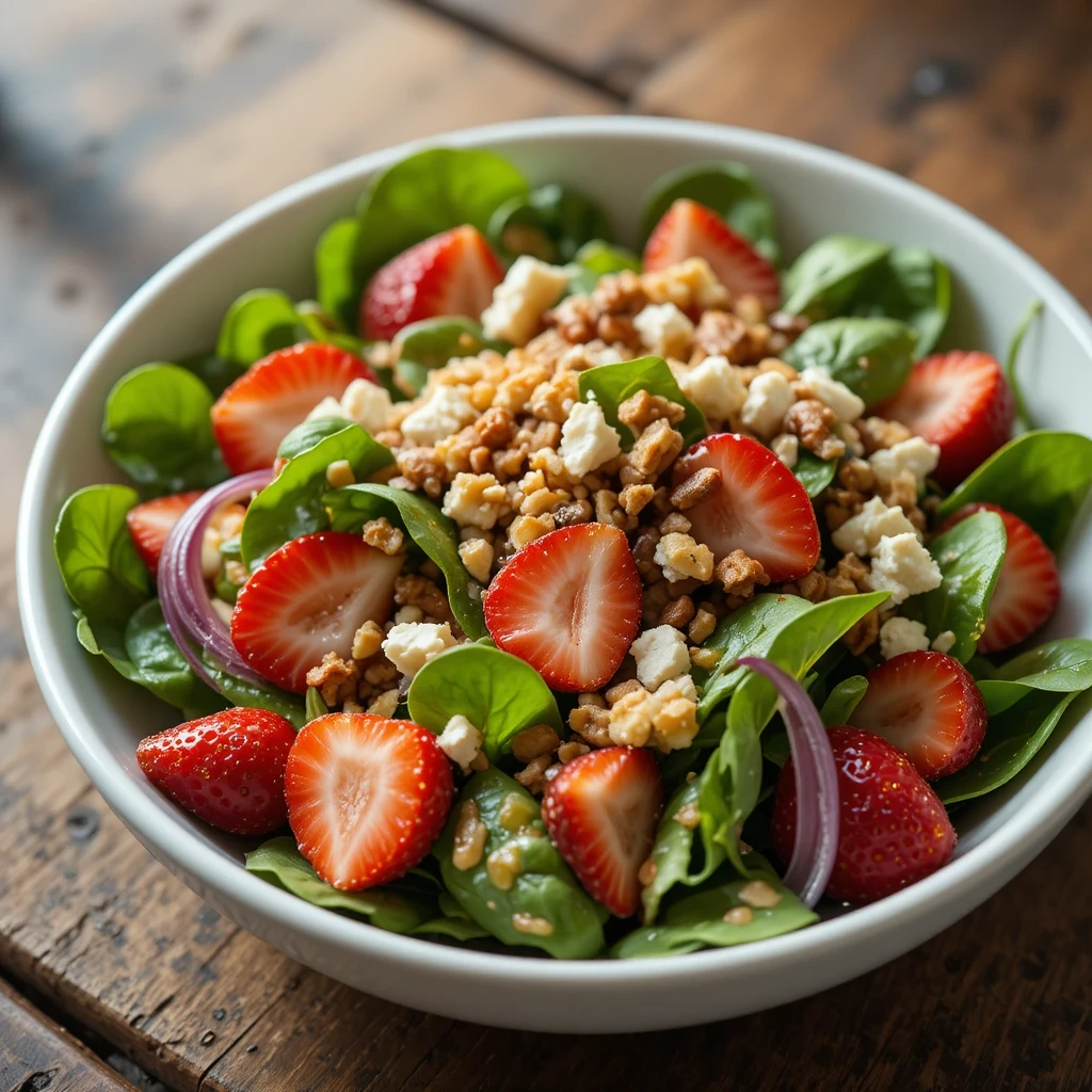 Strawberry Spinach Salad with Honey Poppy Seed Dressing
