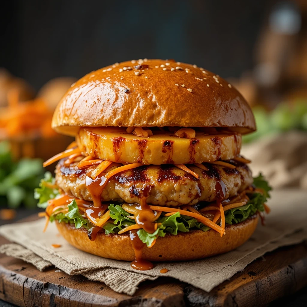 Teriyaki Pineapple Chicken Burgers