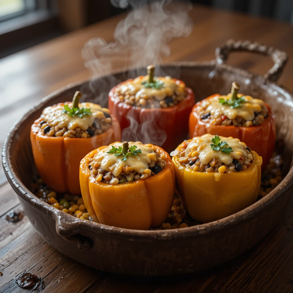 Turkey & Veggie Stuffed Bell Peppers
